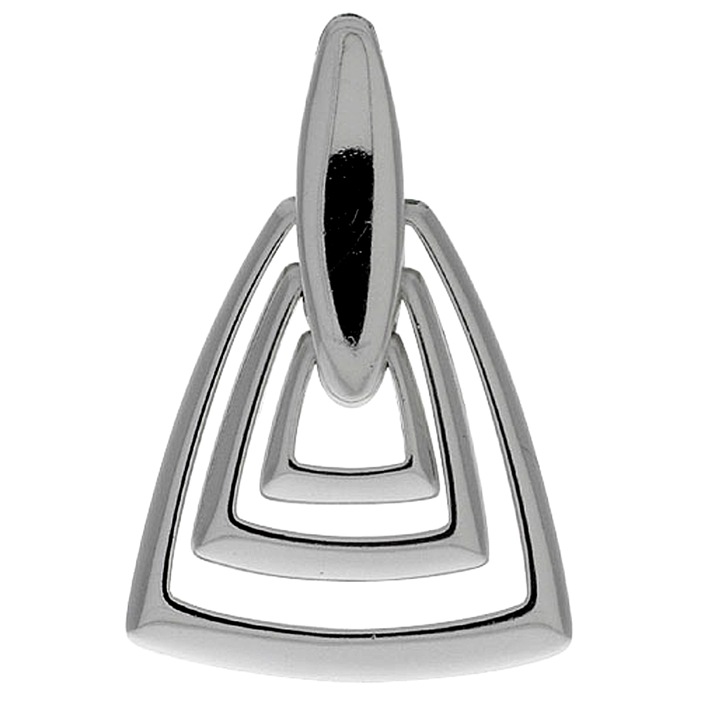 STERLING SILVER TRIPLE TRIANGLE CUT OUTS PENDANT, 1 5/16" (33 MM) TALL