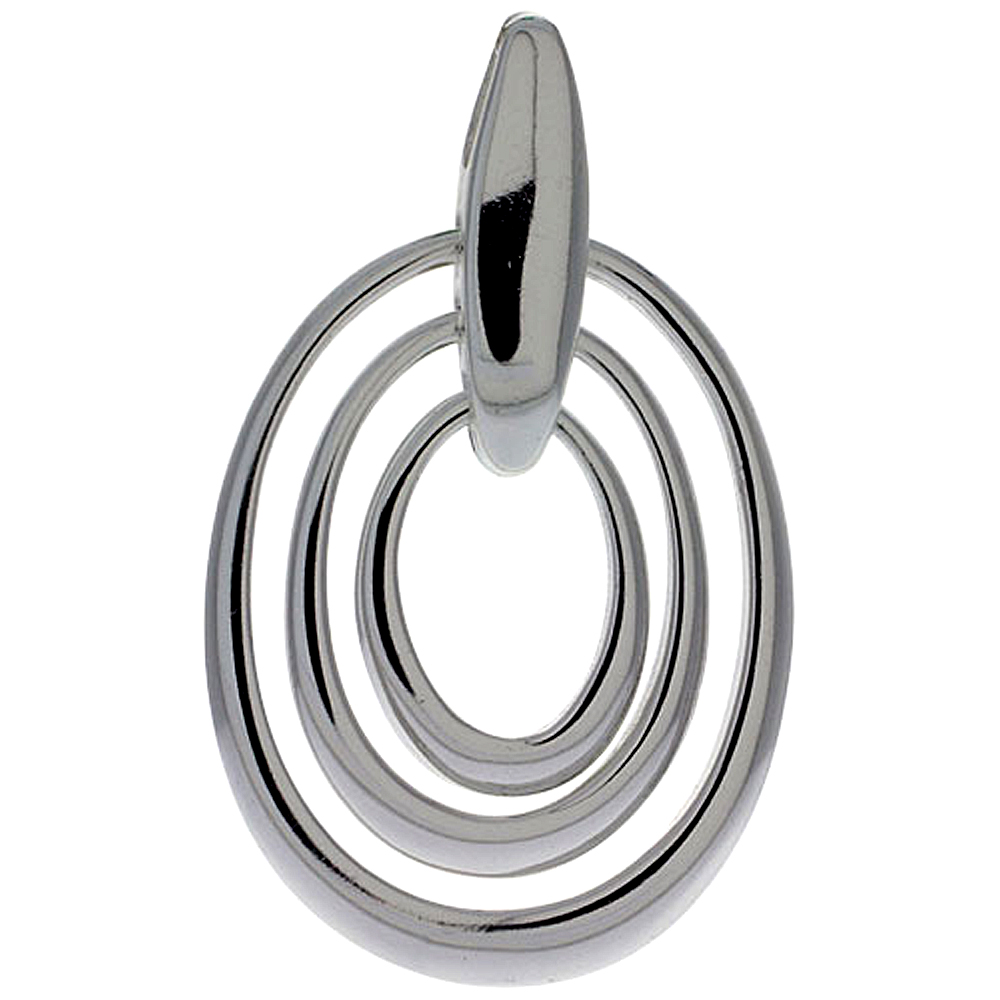 STERLING SILVER TRIPLE OVAL CUT OUTS PENDANT, 1 5/16" (34 MM) TALL