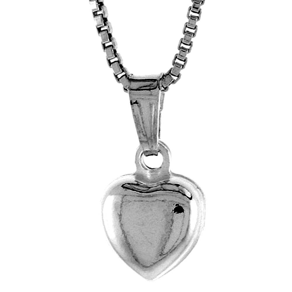 STERLING SILVER TEENY HEART PENDANT HOLLOW ITALY 5/16 INCH (8 MM) TALL