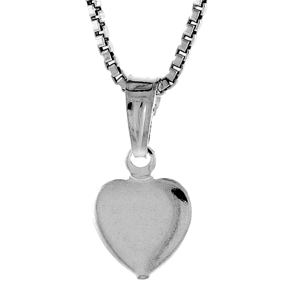 STERLING SILVER TEENY HEART PENDANT HOLLOW ITALY 5/16 INCH (8 MM) TALL