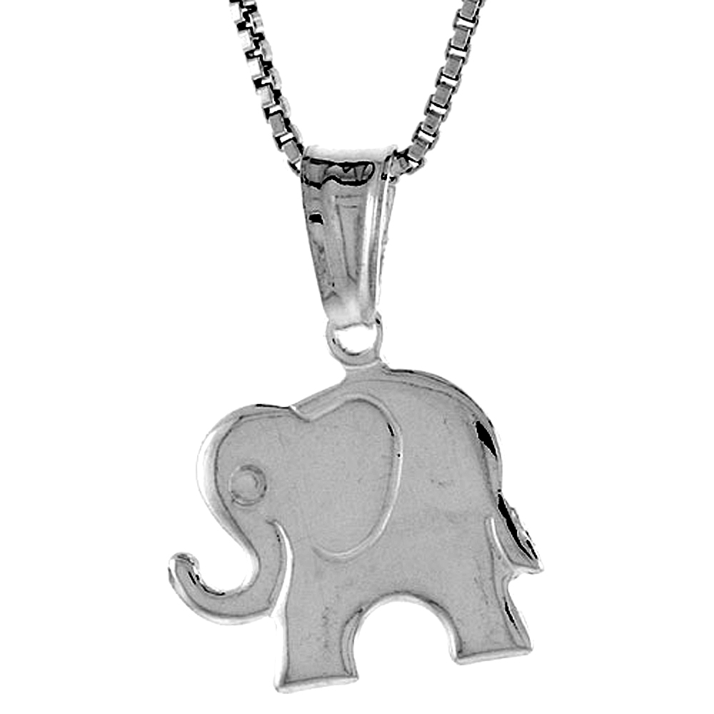 STERLING SILVER SMALL ELEPHANT PENDANT HOLLOW ITALY 1/2 INCH (12 MM) TALL