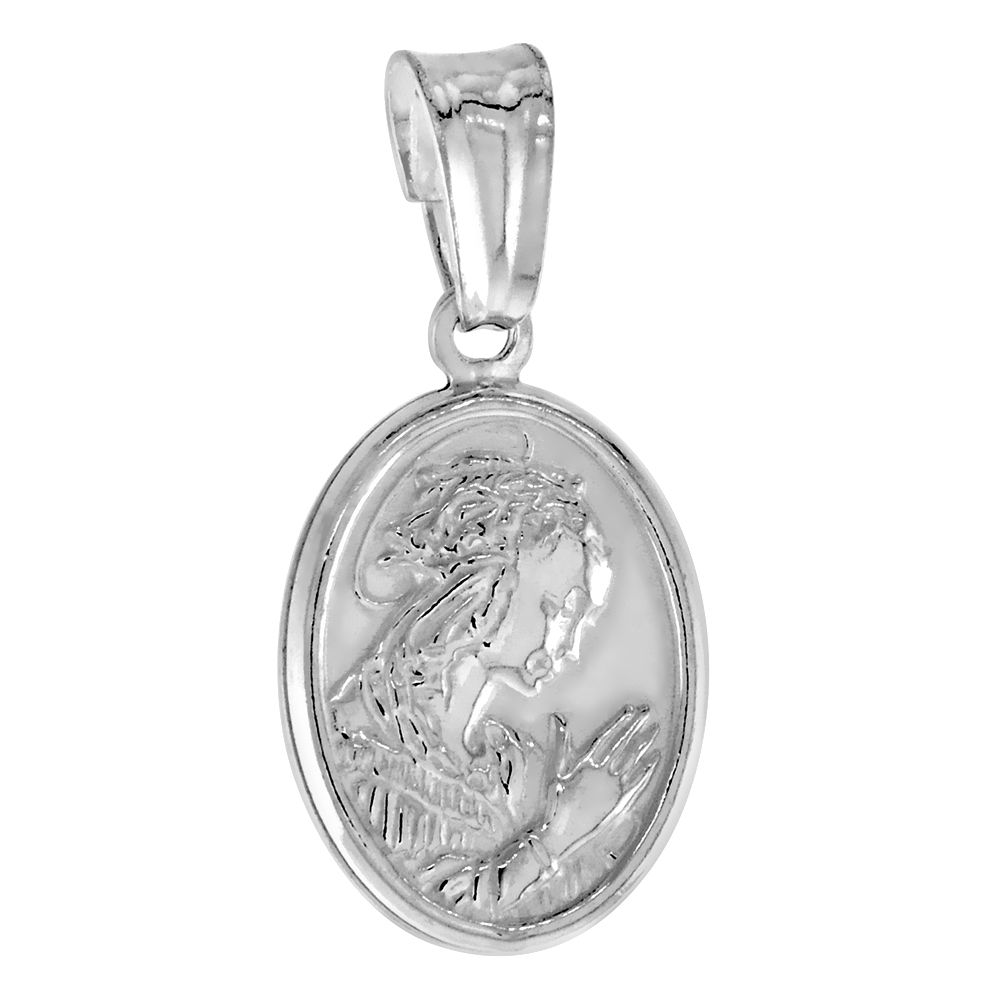Sterling Silver A Praying Pendant Hollow Italy 9/16 inch (14 mm) tall NO chain