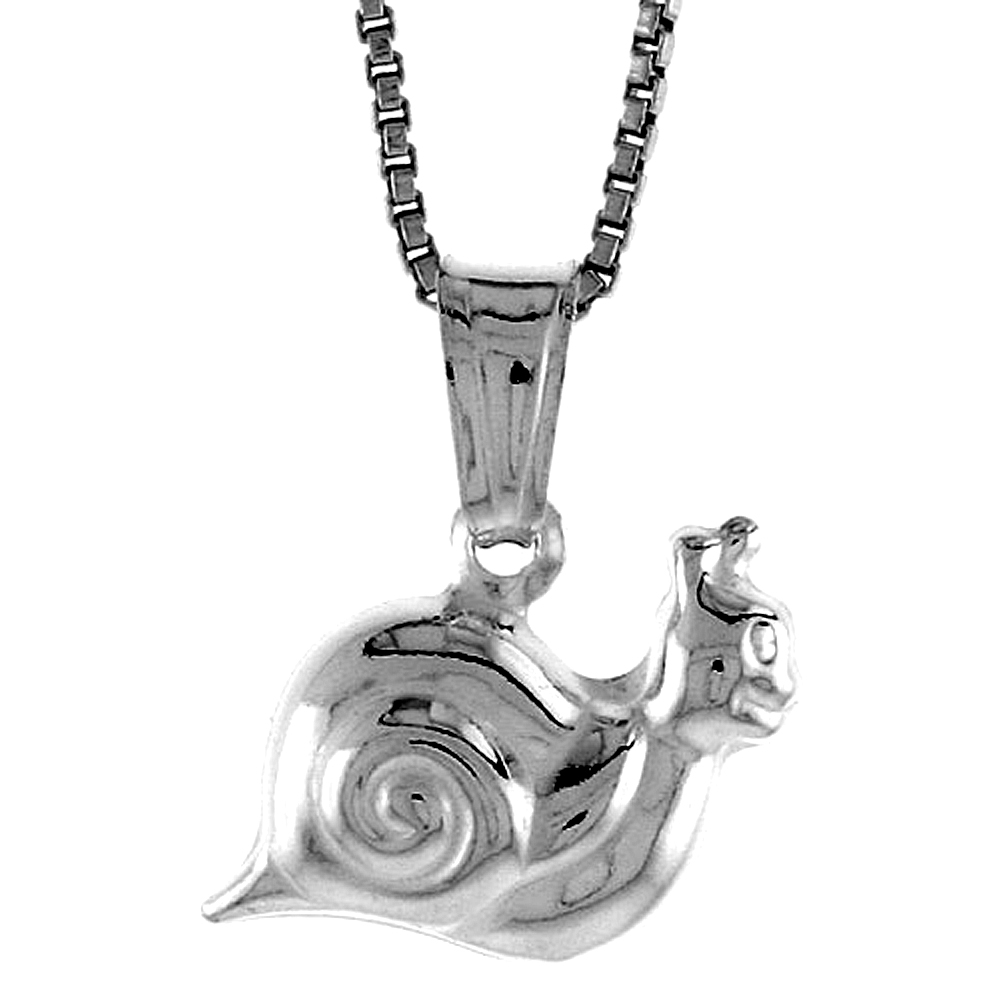 STERLING SILVER SNAIL PENDANT HOLLOW ITALY ALMOST 7/16 INCH (11 MM) TALL