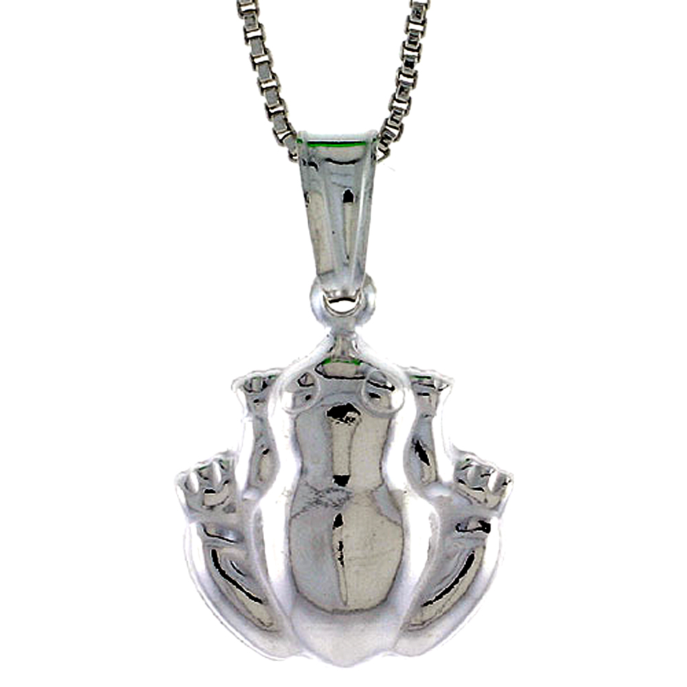 STERLING SILVER FROG PENDANT HOLLOW ITALY ALMOST 9/16 INCH (14 MM) TALL