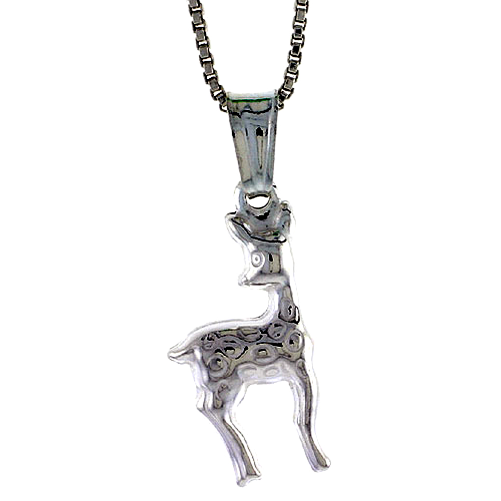 STERLING SILVER GIRAFFE PENDANT HOLLOW ITALY 11/16 INCH (18 MM) TALL
