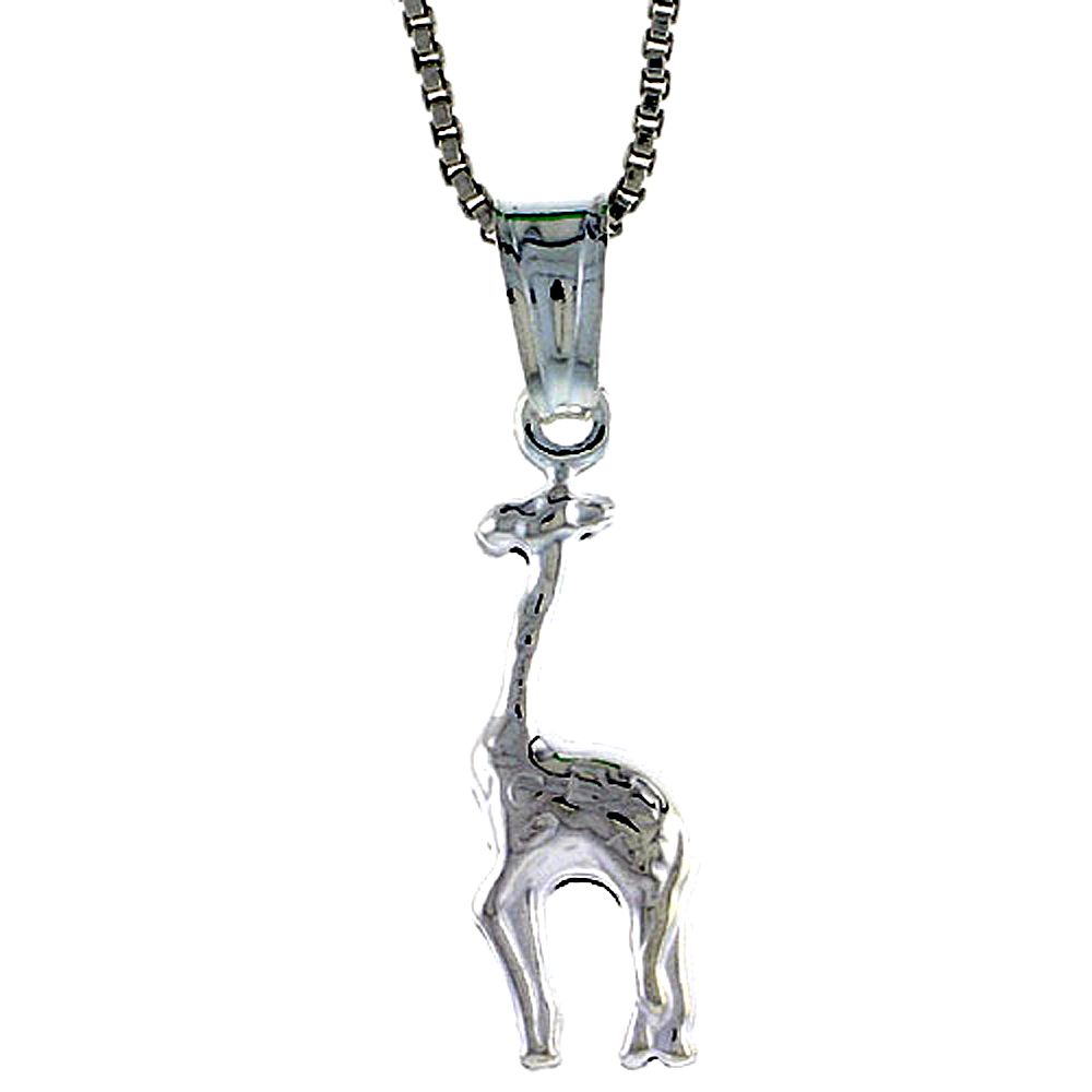 STERLING SILVER GIRAFFE PENDANT HOLLOW ITALY 11/16 INCH (18 MM) TALL