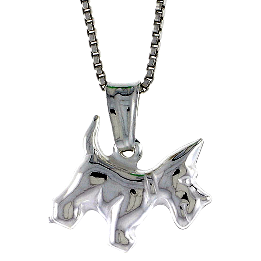 STERLING SILVER SMALL DOG PENDANT HOLLOW ITALY 1/2 INCH TALL