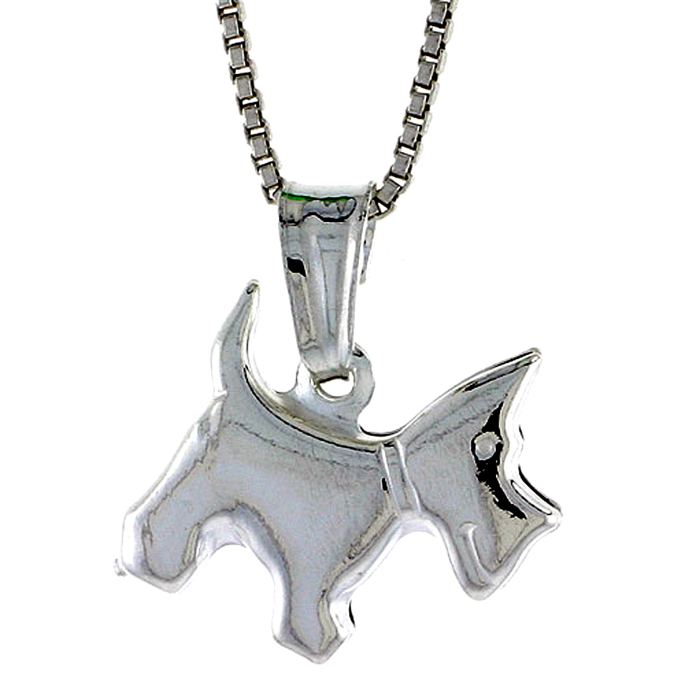 STERLING SILVER SMALL DOG PENDANT HOLLOW ITALY 1/2 INCH TALL
