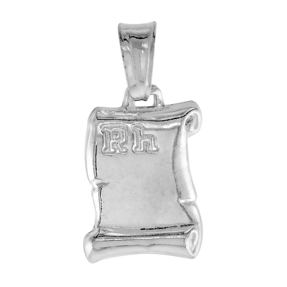 Sterling Silver Plain Scroll Pendant Hollow Italy 9/16 inch (15 mm) tall NO chain