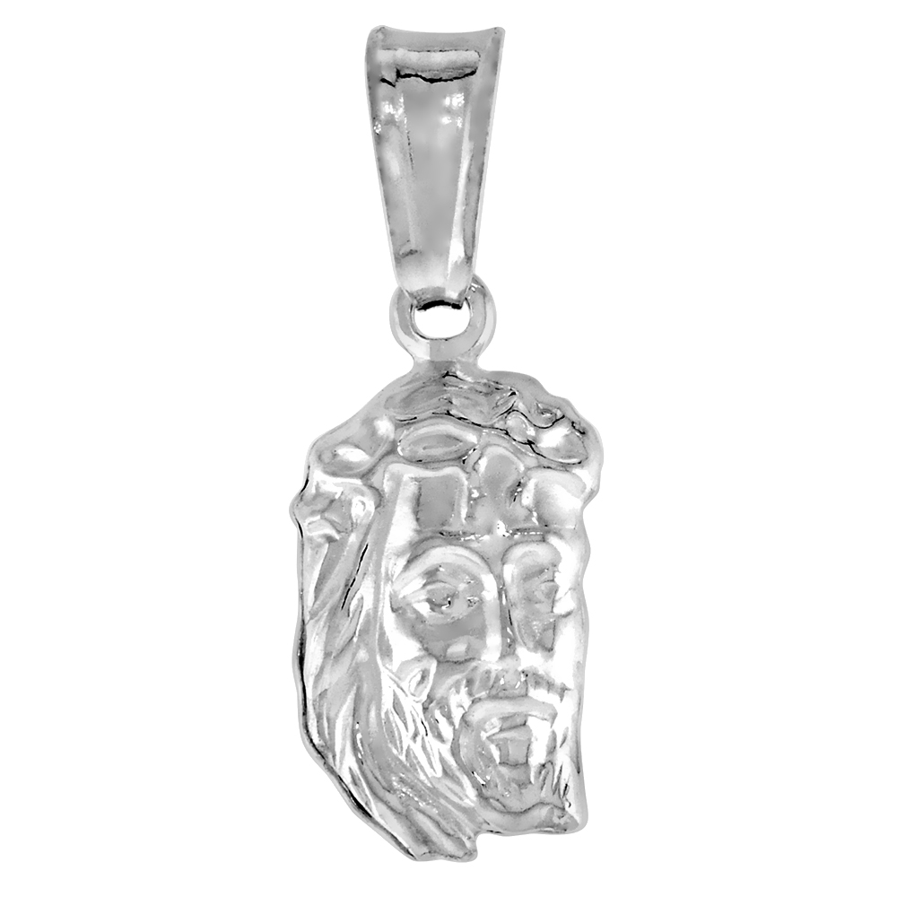 STERLING SILVER TEENY JESUS PENDANT HOLLOW ITALY 1/2 INCH (13 MM) TALL NO CHAIN