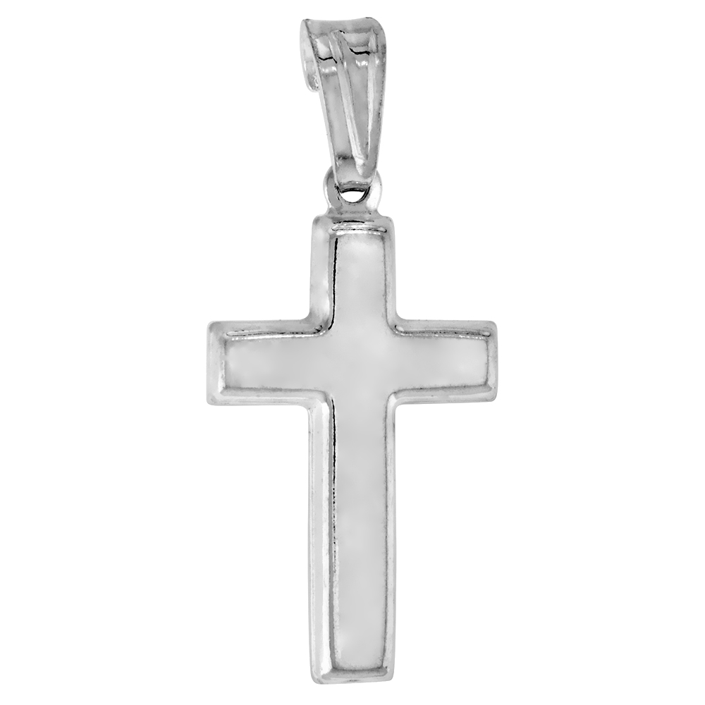 STERLING SILVER CROSS PENDANT HOLLOW ITALY 15/16 INCH (23 MM) TALL NO CHAIN