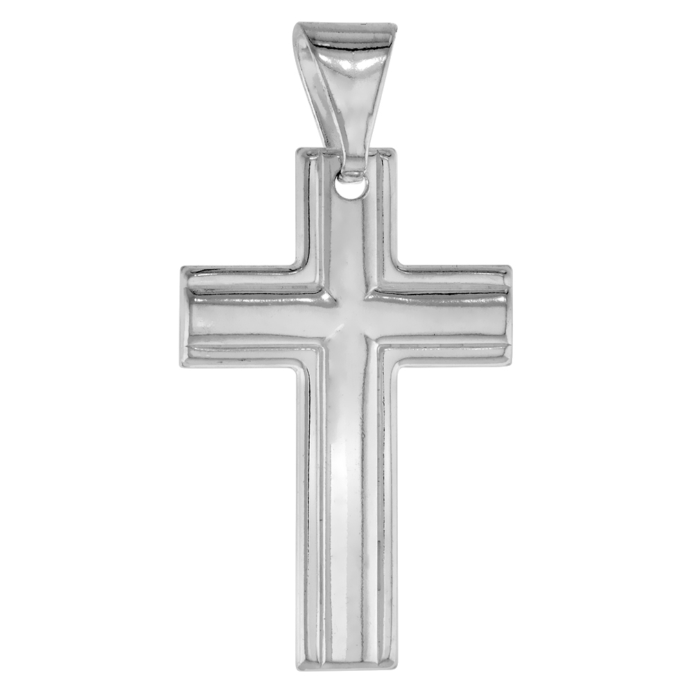 Sterling Silver Cross Pendant, Made in Italy. 1 3/16 in. (30 mm) tall NO chain