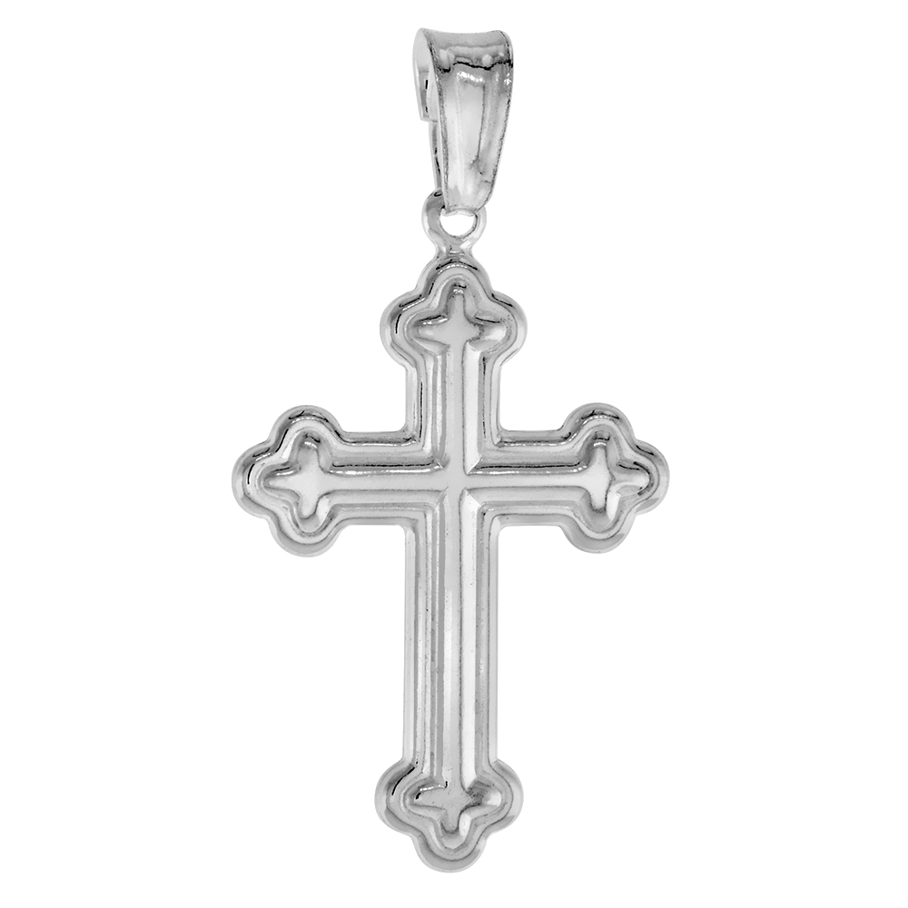 Sterling Silver Cross Pendant, Made in Italy. 1 in. (26 mm) tall NO chain