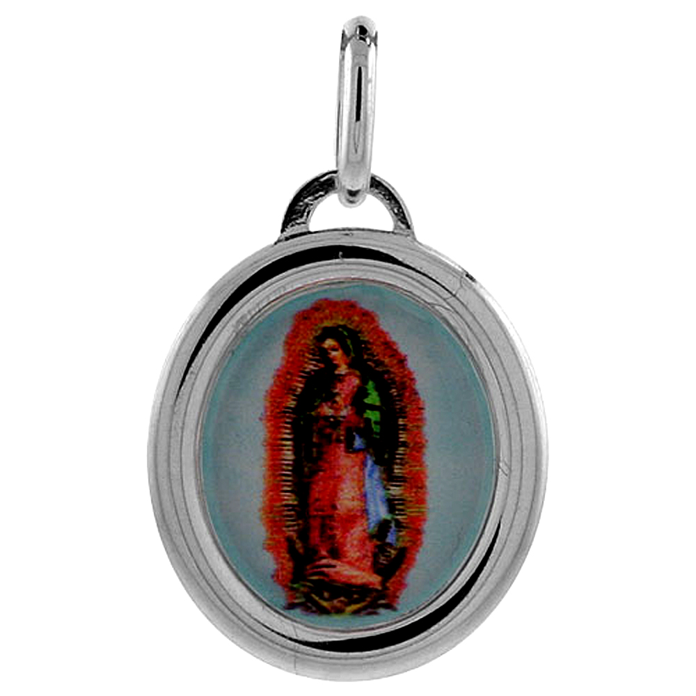 Sterling Silver Guadalupe Charm Made in Italy 3/4 inch tall