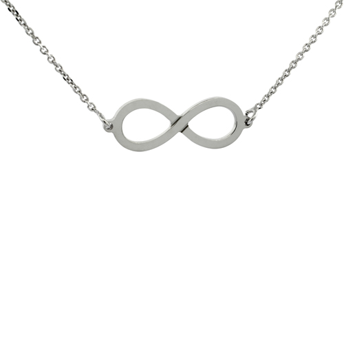18 INCH STERLING SILVER INFINITY NECKLACE HIGH POLISH ITALY