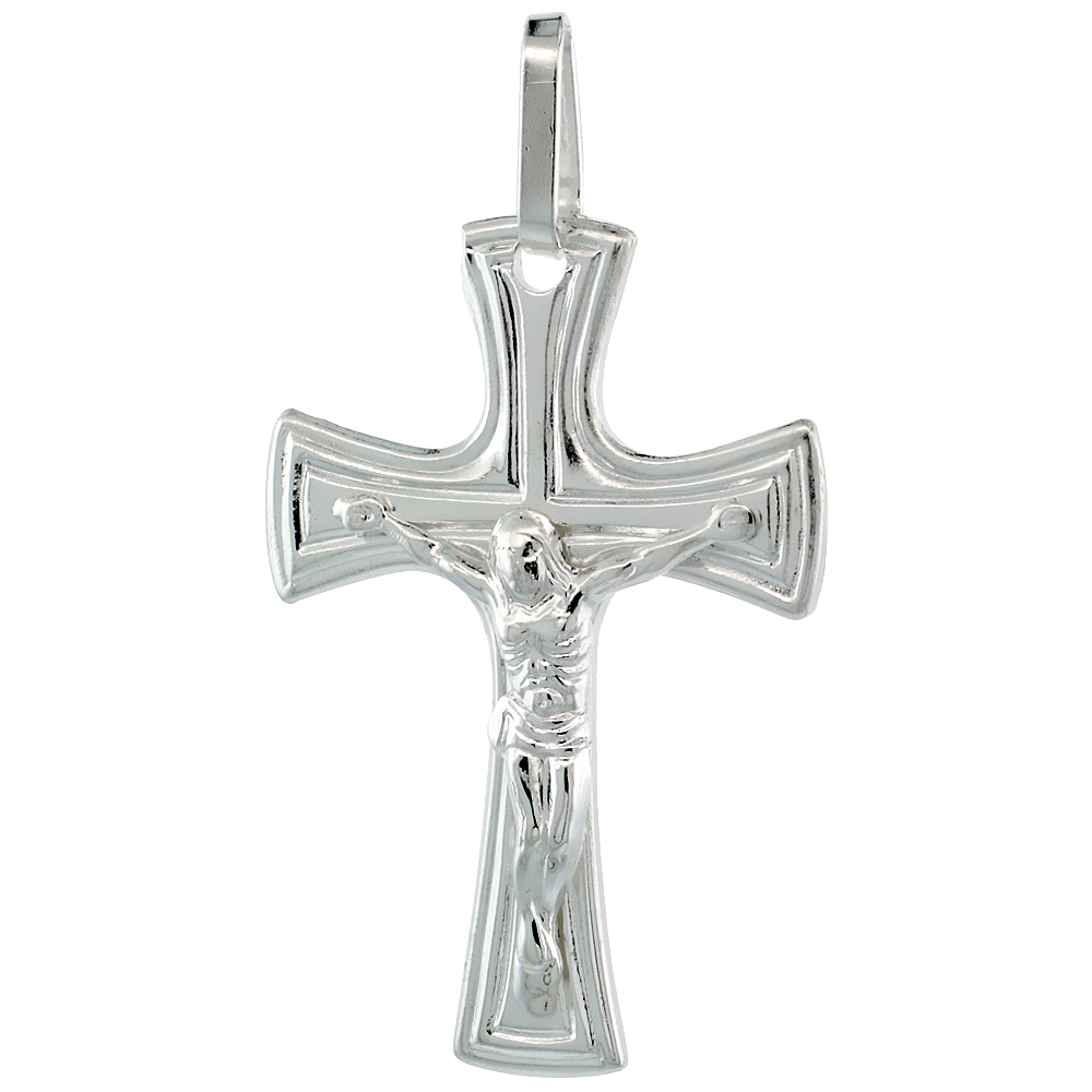 STERLING SILVER CRUCIFIX PENDANT 1 1/4 INCH HIGH WITH NO CHAIN INCLUDED