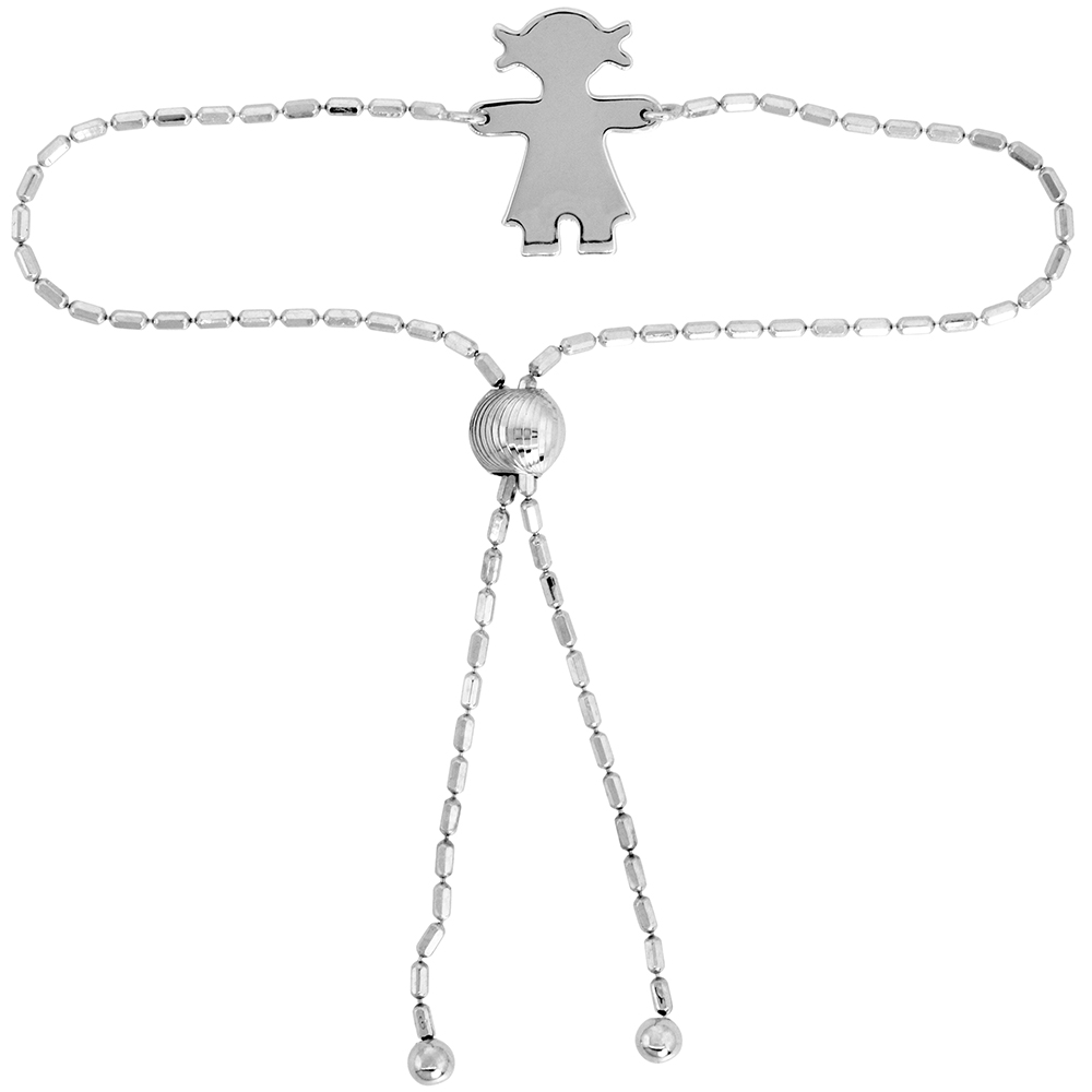 Sterling Silver Adjustable Baby Brat Girl Charm Bracelet Women 7-8 inch