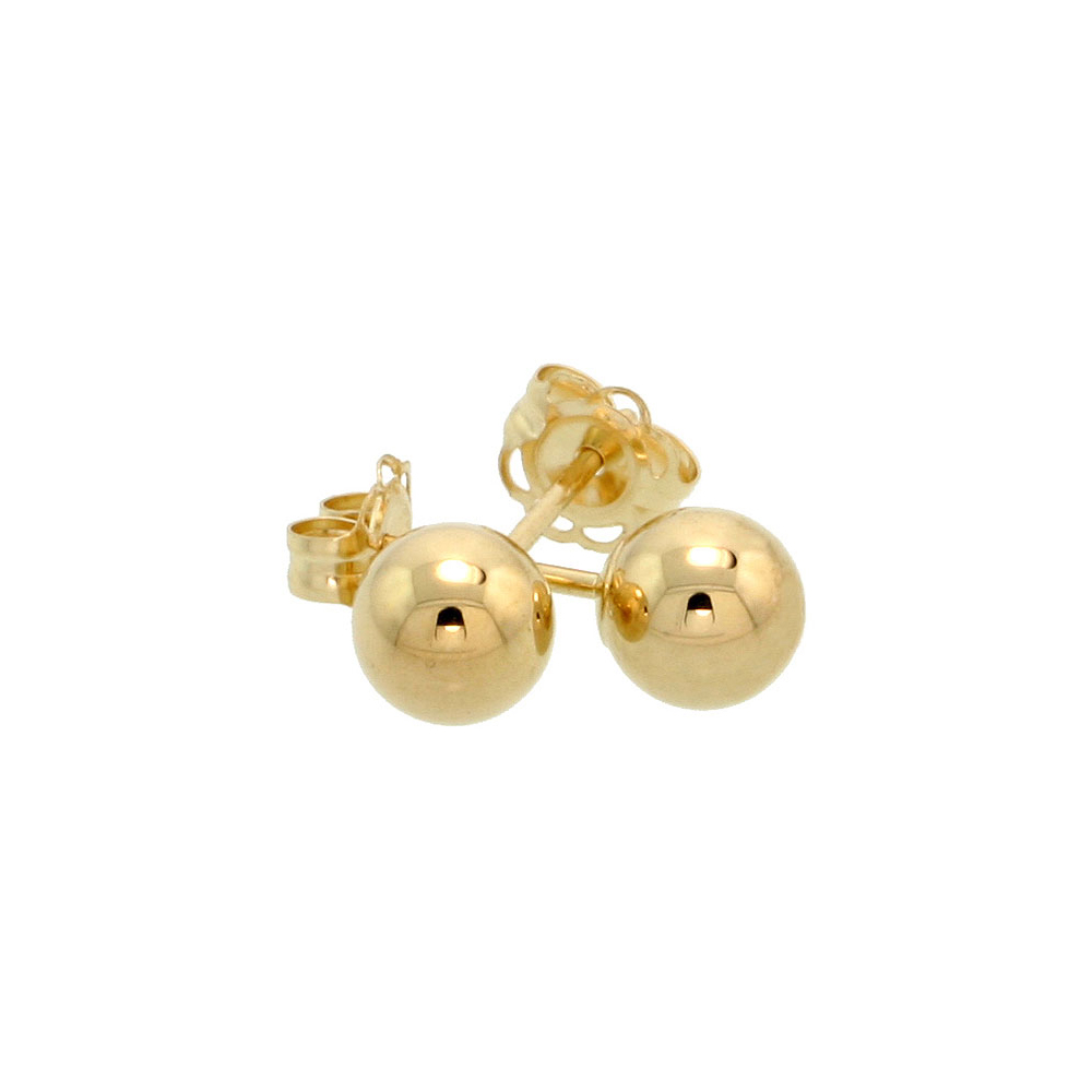 14K YELLOW GOLD 5MM BALL EARRINGS STUDS