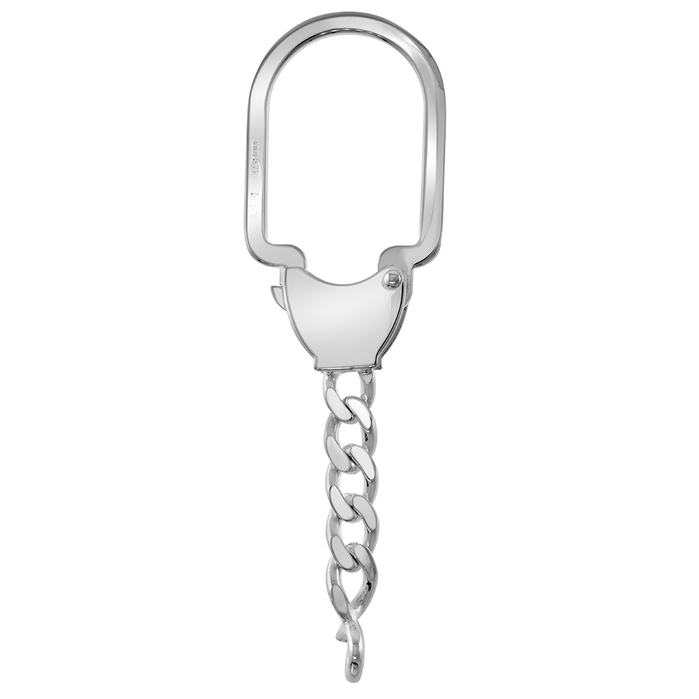 STERLING SILVER PLAIN KEYCHAIN CONVERTOR CONNECTOR FINDING ITALY 2 1/2 INCHES LONG