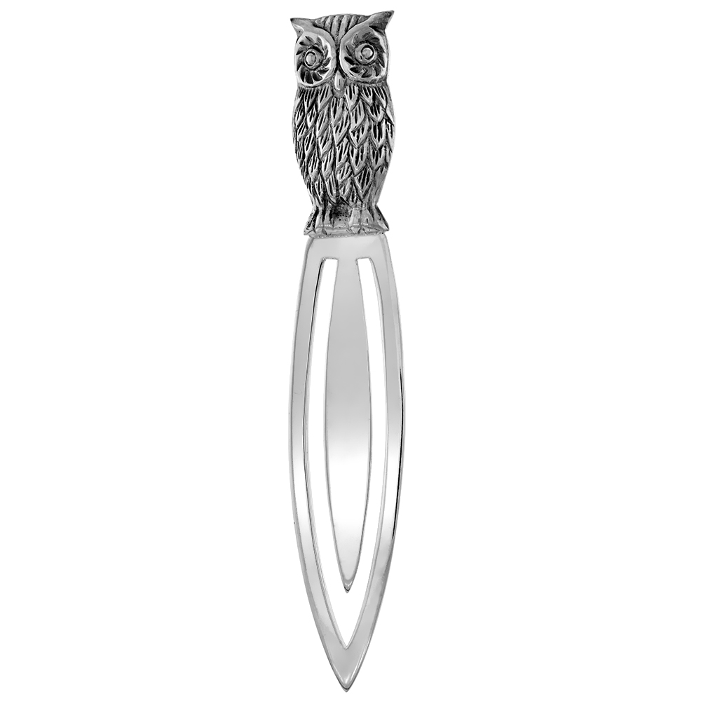 STERLING SILVER 3-D OWL BOOKMARK CLIP 3 13/16 IN. (97 MM) TALL