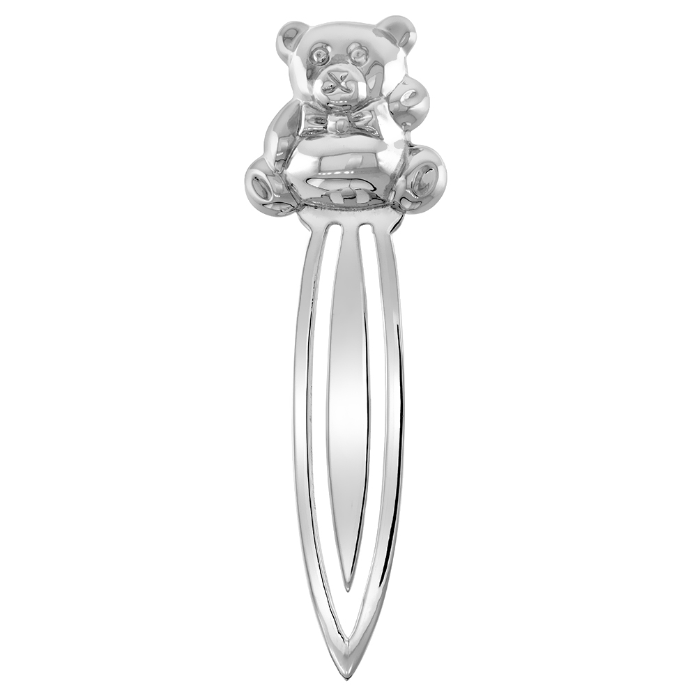 STERLING SILVER TEDDY BEAR BOOKMARK CLIP 3 3/16 IN. (80 MM) TALL