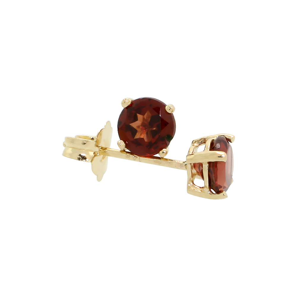 Genuine 14k Yellow Gold 4 mm Garnet Stud Earrings 1/2 cttw January Birthstone