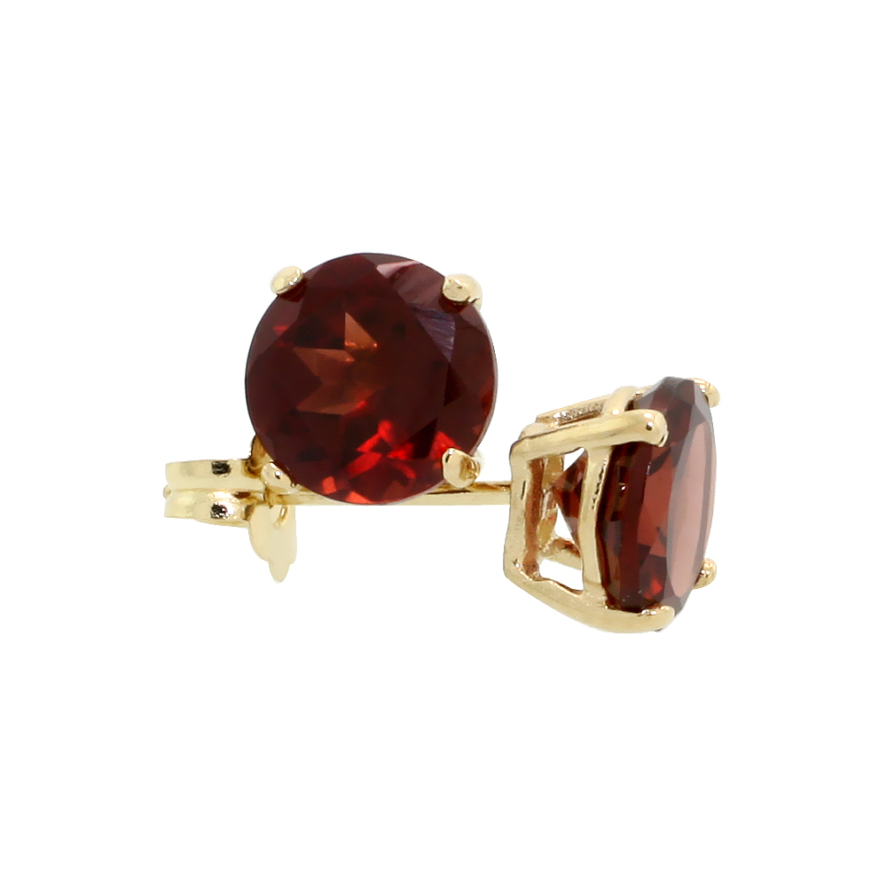 GENUINE 14K YELLOW GOLD 6 MM GARNET STUD EARRINGS 2 CTTW JANUARY BIRTHSTONE