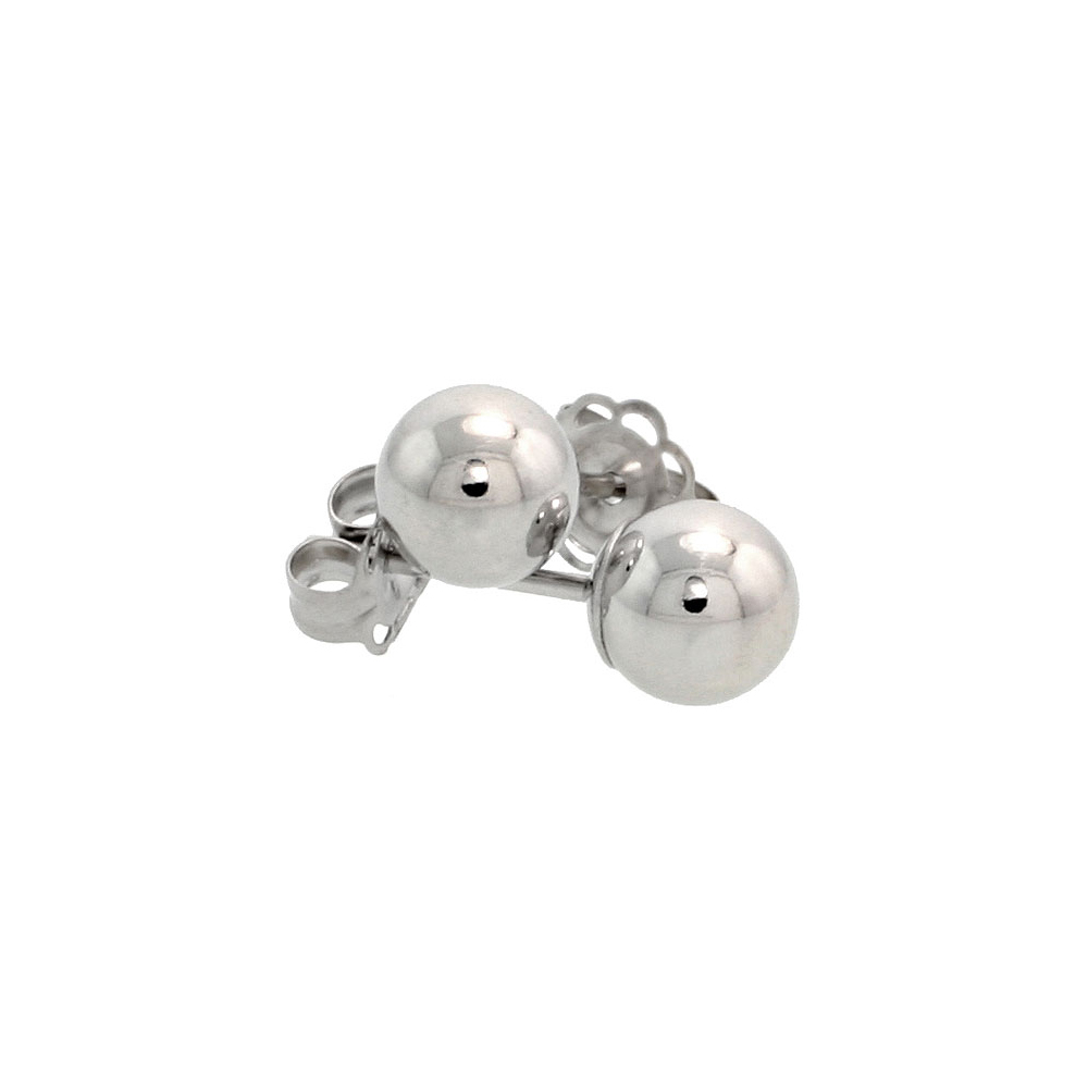 14K WHITE GOLD 5MM BALL EARRINGS STUDS