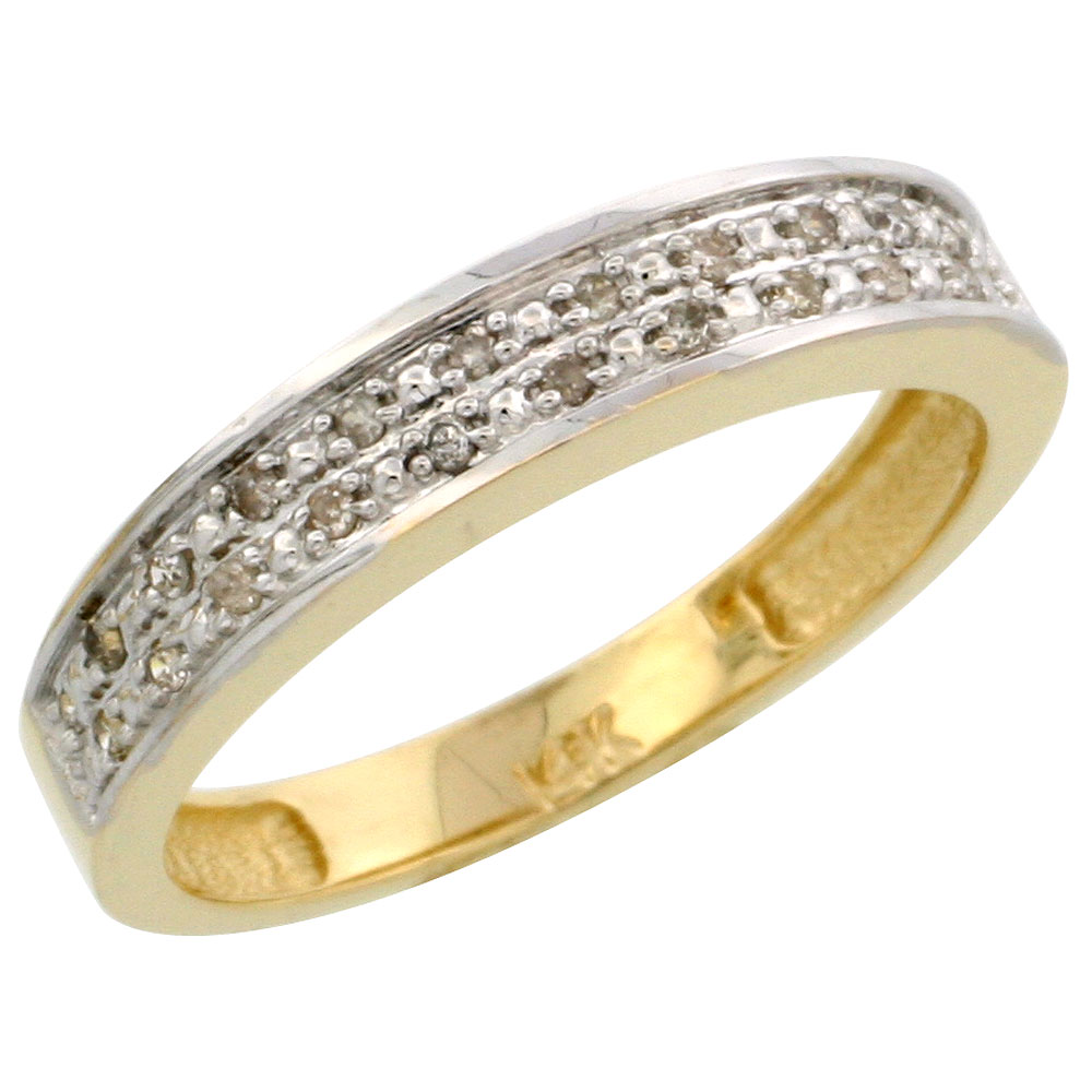 14k Gold Ladies' Diamond Band, w/ 0.10 Carat Brilliant Cut Diamonds, 5/32 in. (4mm) wide