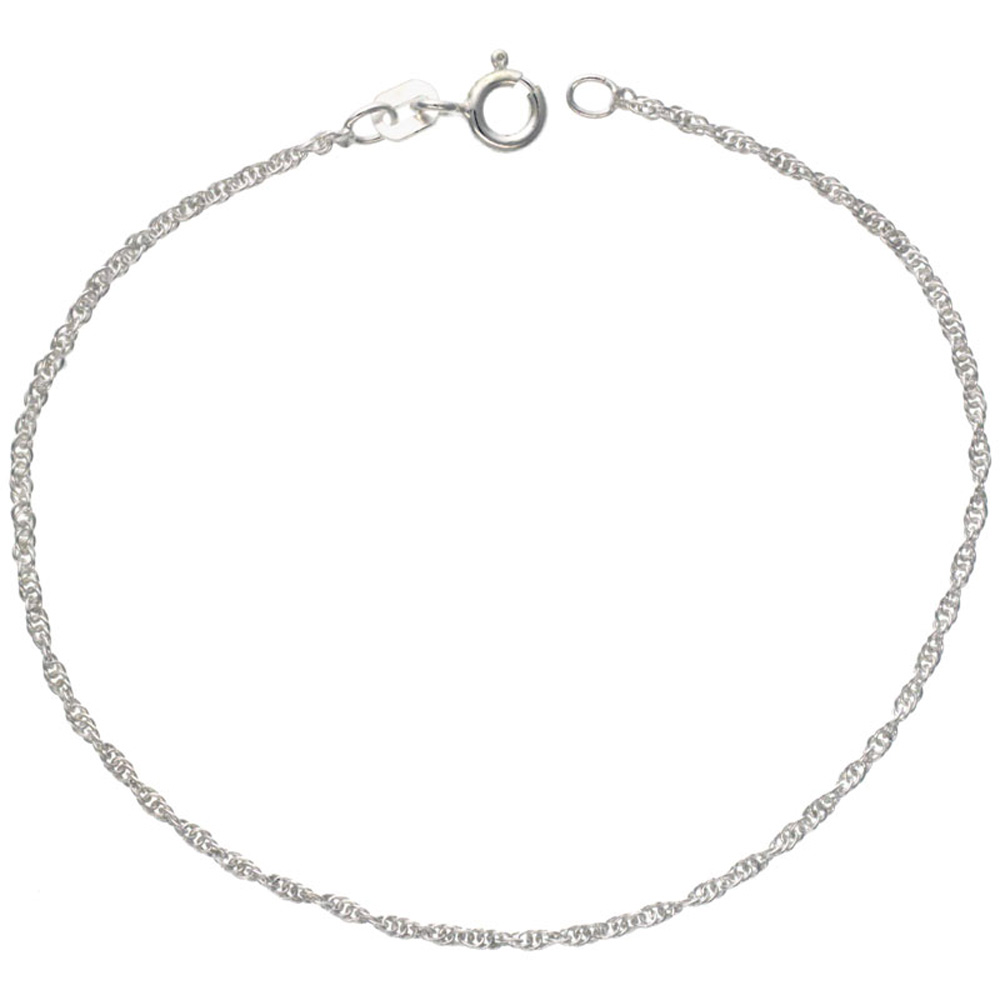 STERLING SILVER LOOSE ROPE CHAIN NECKLACE 1MM VERY THIN NICKEL FREE ITALY, SIZES 16 - 18 INCH