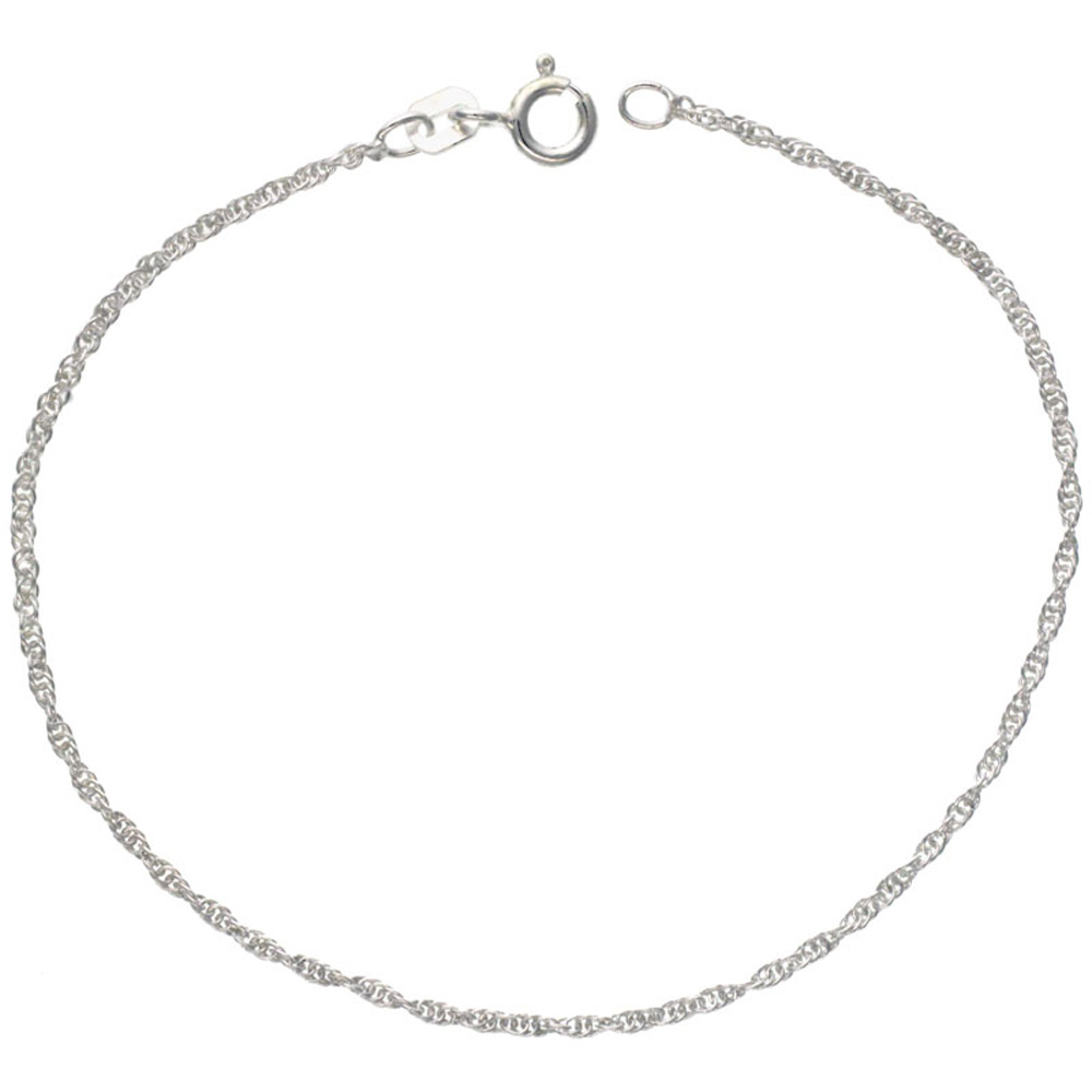 Sterling Silver Loose Rope Chain Necklace 1mm Very Thin Nickel Free Italy, sizes 16 - 18 inch