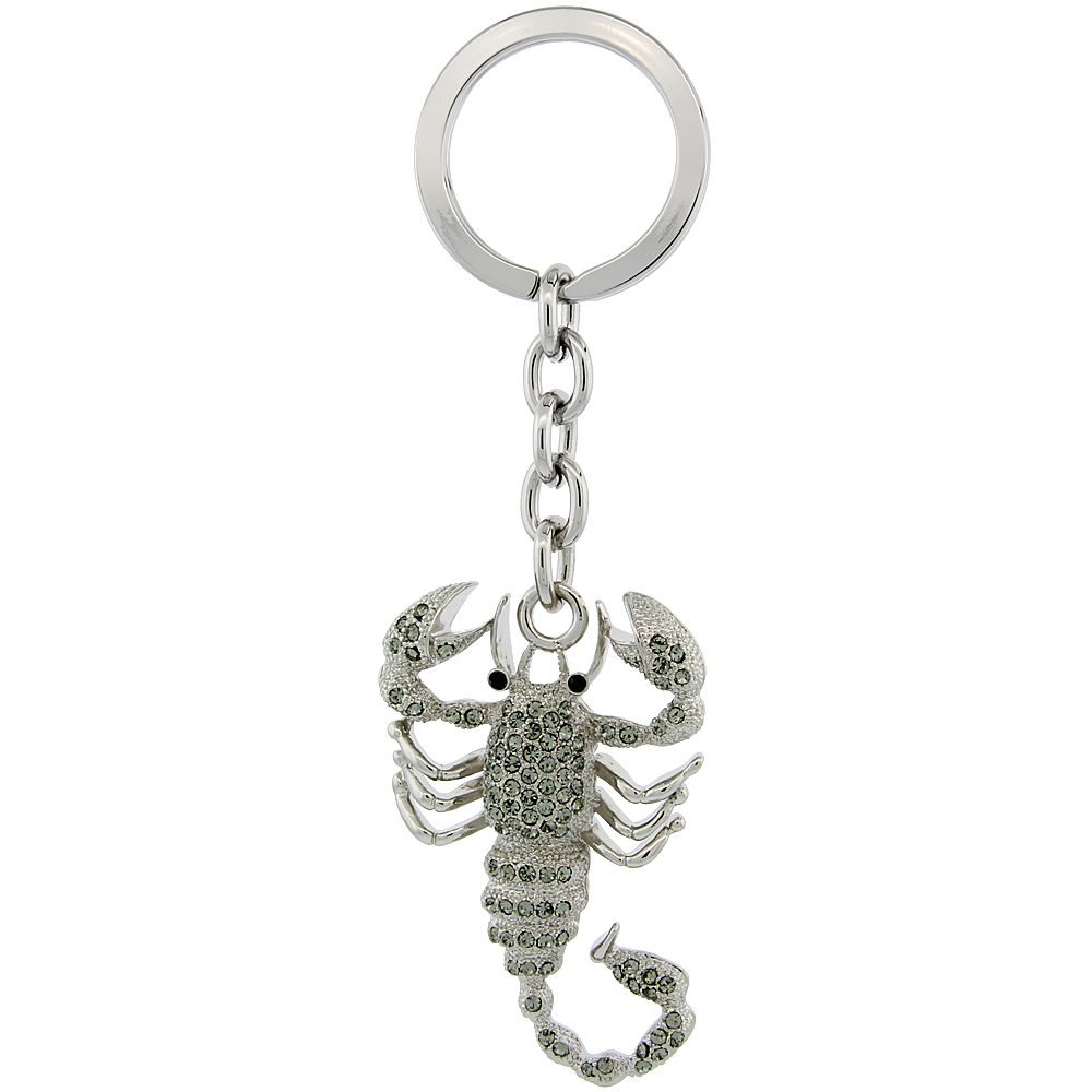SCORPION KEY CHAIN KEY RING KEY HOLDER KEY TAG KEY FOB W/ BRILLIANT CUT AUSTRIAN CRYSTALS 4" TALL