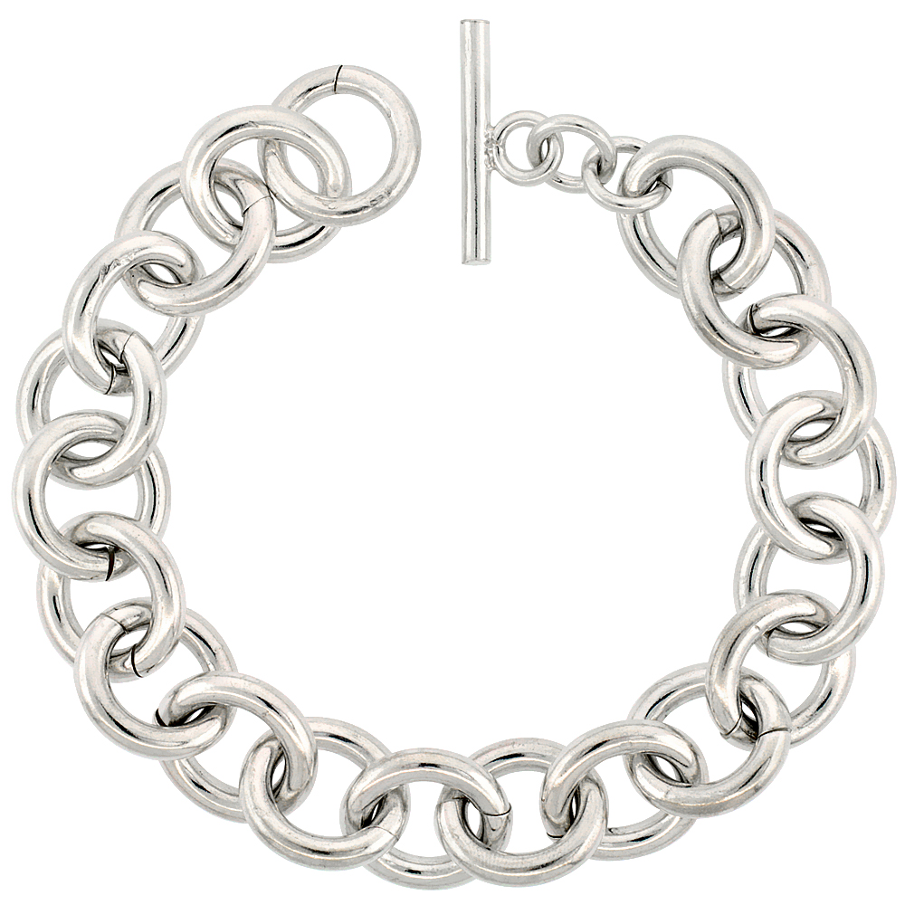 STERLING SILVER ROLO BRACELET 8 1/2 INCH LONG HANDMADE, AVAILABLE IN 8, 8.5 AND 9 INCH LENGTHS