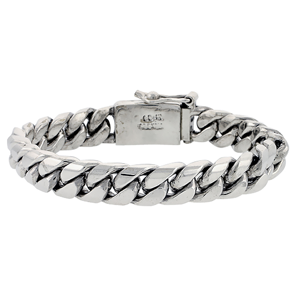 Gent&#039;s Sterling Silver Cuban Link Bracelet Handmade 1/2 inch wide, sizes 8, 8.5 &amp; 9 inch