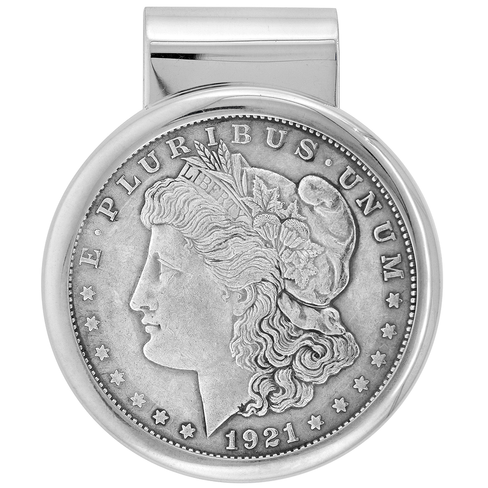 Sterling Silver Dollar Money Clip with Morgan Dollar Coin included