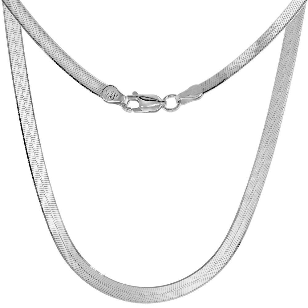 Sterling Silver 3mm Herringbone Necklaces & Bracelets for Women and Men Beveled Edges Nickel Free Italy 7-30 inch