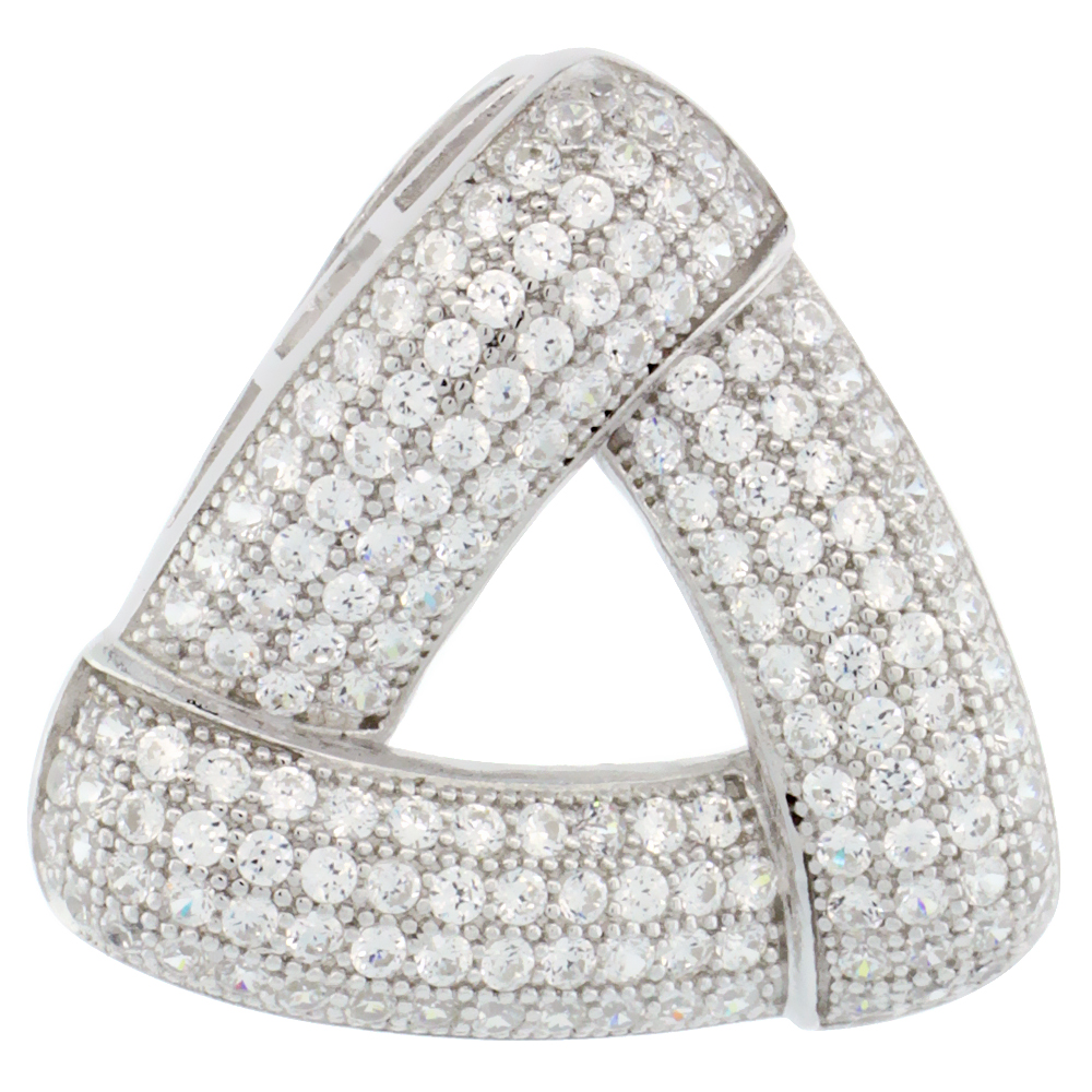 Sterling Silver Micro Pave Cubic Zirconia Open Triangle Pendant White Stones