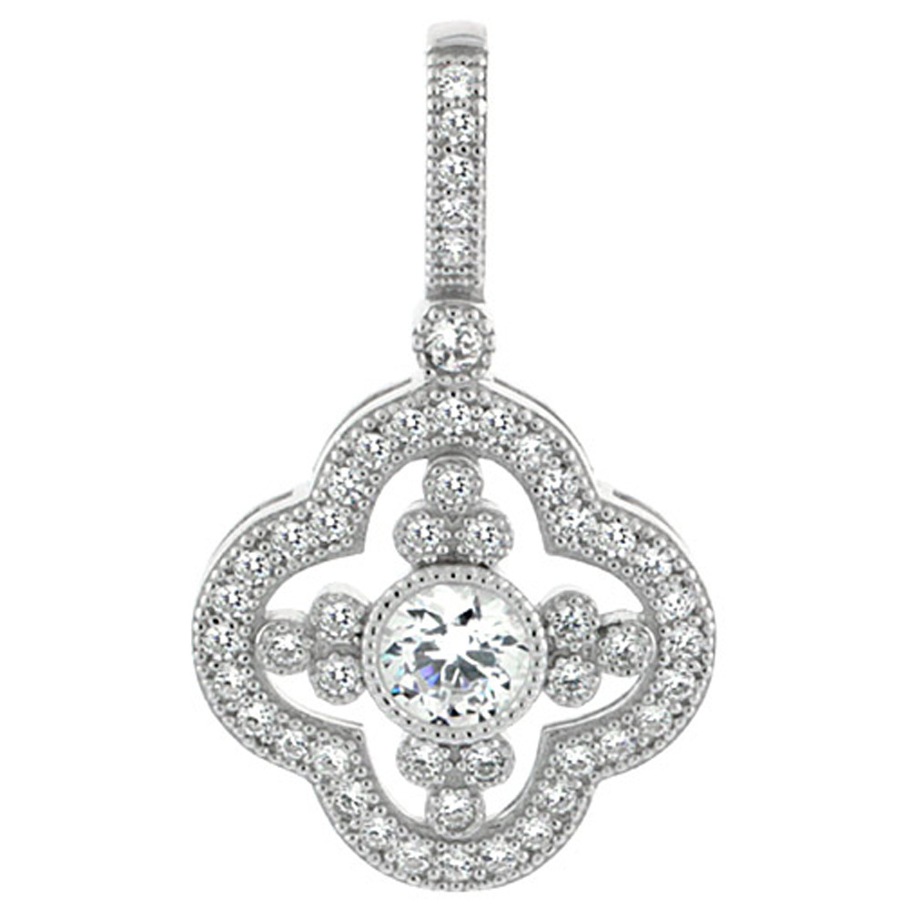 Sterling Silver Celtic Design Micro Pave CZ Pendant, 15/16 inch long