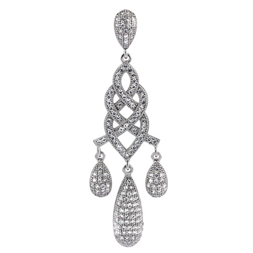 Sterling Silver Infinity Micro Pave CZ Pendant, 7/8 inch long
