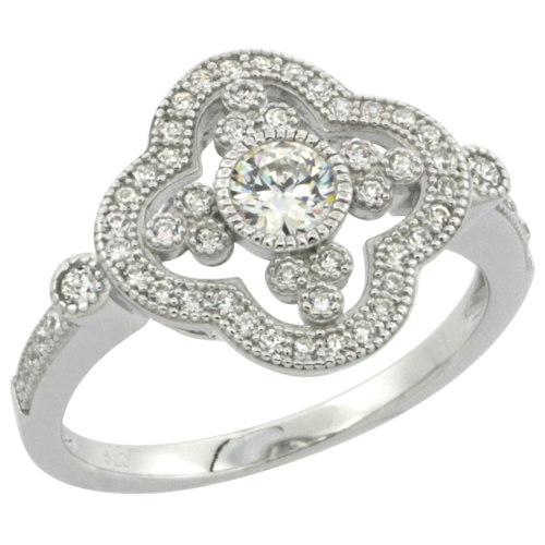 LADIES STERLING SILVER CELTIC DESIGN MICRO PAVE CZ RING 9/16 INCH WIDE, SIZES 6 - 9