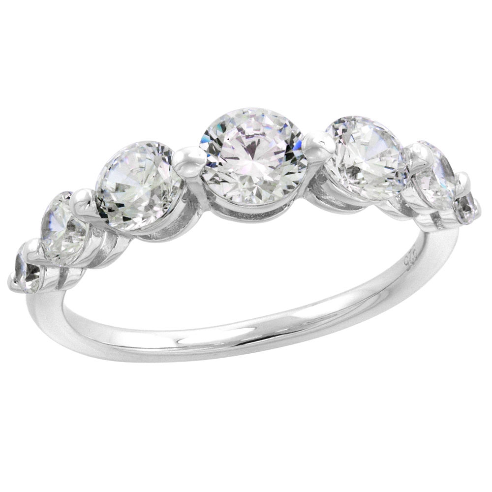 STERLING SILVER 5MM GRADUATED CZ HALF ETERNITY BAND FOR WOMEN BAR CHANNEL SETTINGS SIZE 6-9