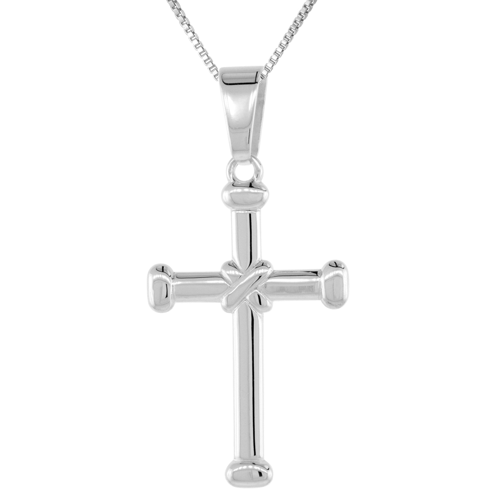 Sterling Silver Cross Pendant, 1 3/16 inch long