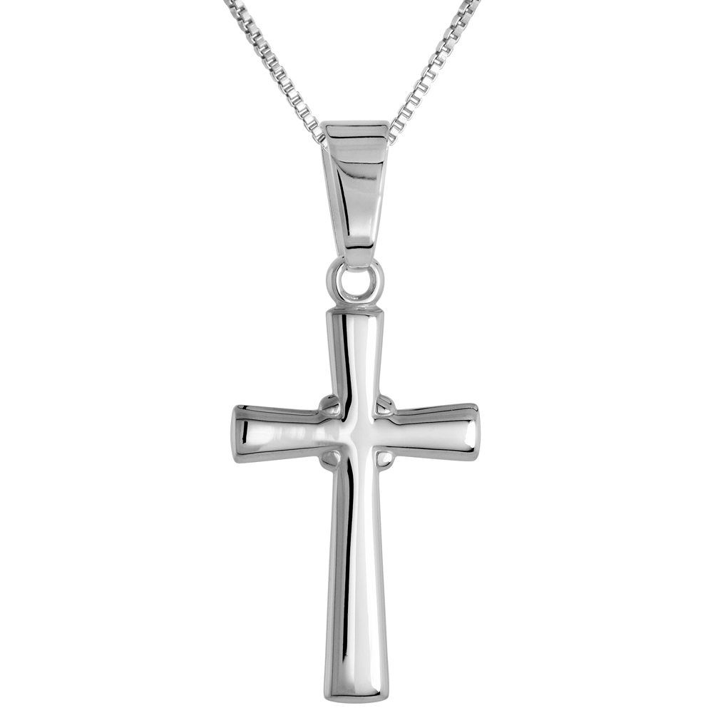 Sterling Silver Small Jerusalem Cross with 4 Dots Pendant Solid Back High Polished, 5/8 inch wide