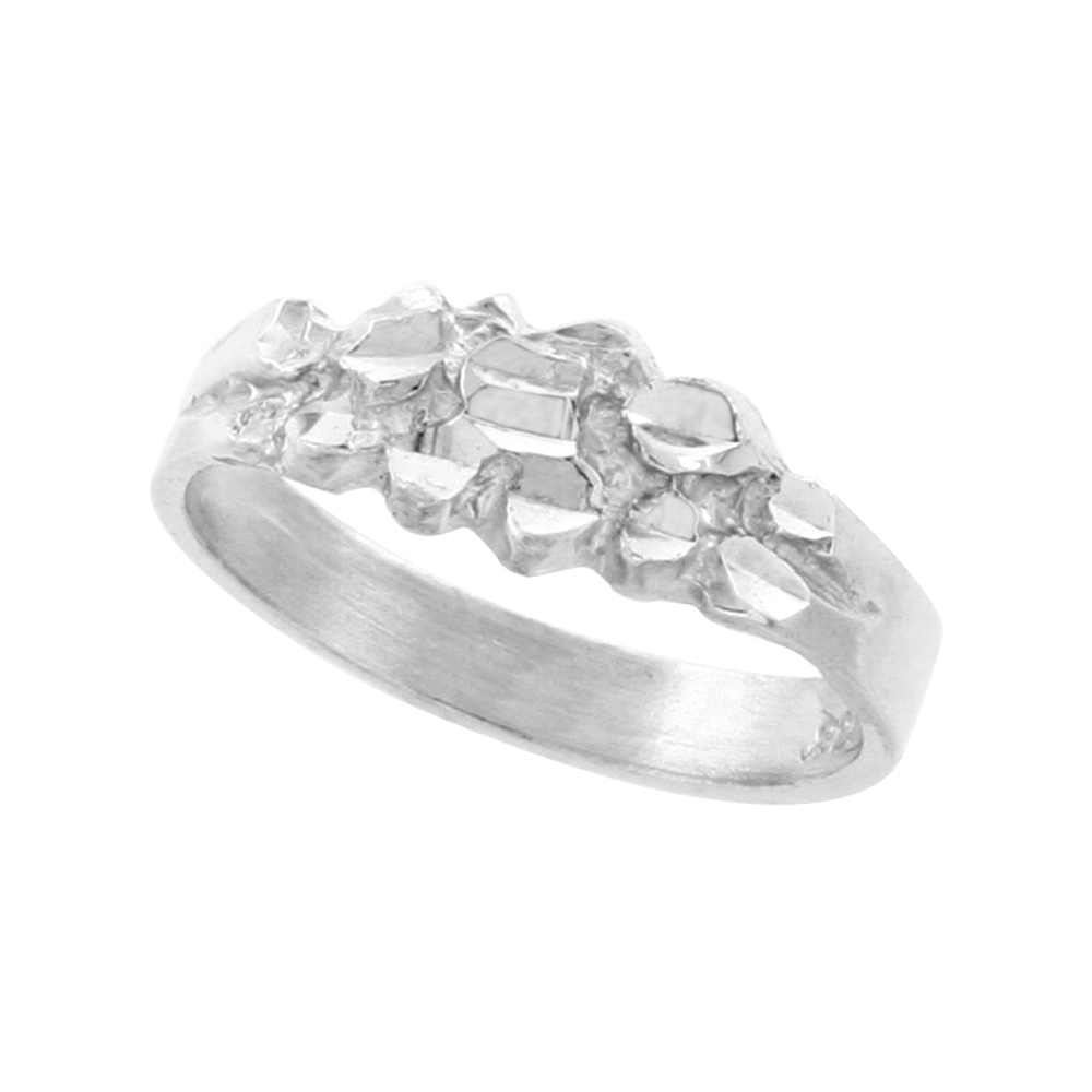 DAINTY STERLING SILVER THIN NUGGET RING FOR WOMEN 1/4 INCH WIDE SIZES 6 - 10