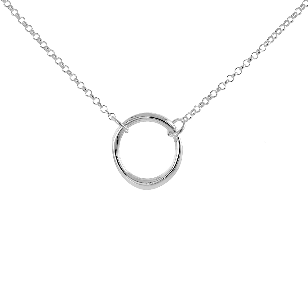 STERLING SILVER CIRCLE OF LIFE NECKLACE, 16 INCHES