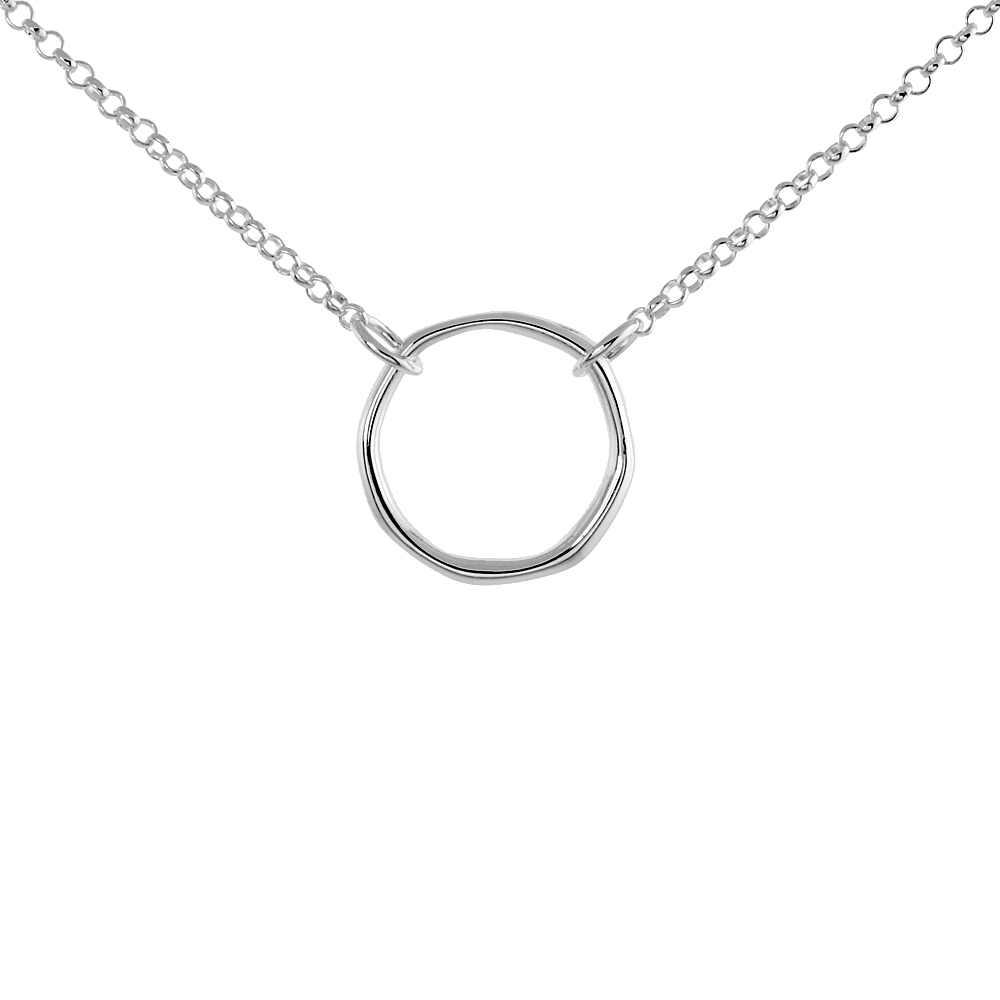 STERLING SILVER CIRCLE OF LIFE NECKLACE, 16 INCHES