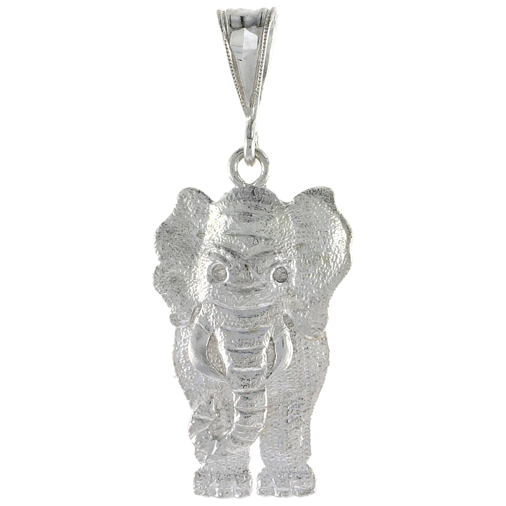 Sterling Silver Large Movable Elephant Pendant 1 1/8 inch long