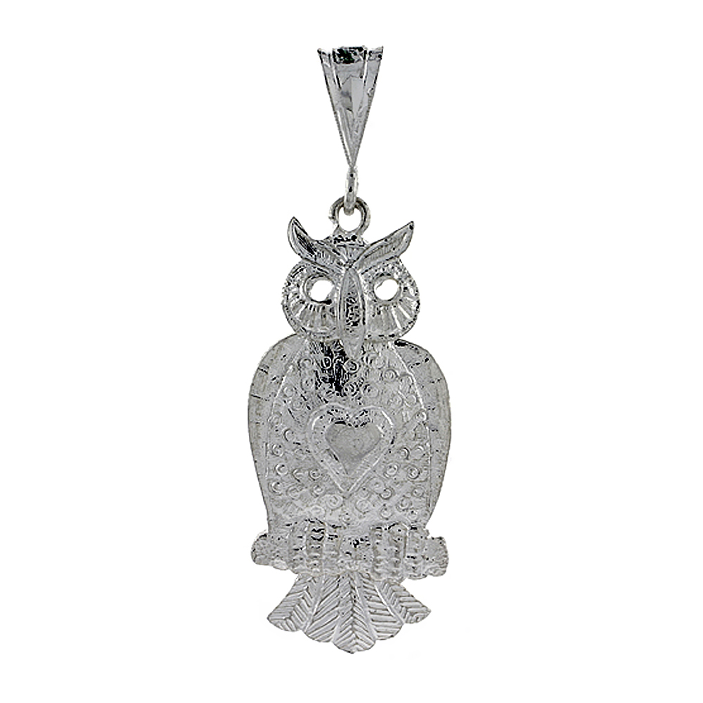 Sterling Silver Movable Owl Pendant 1 7/16 inch long