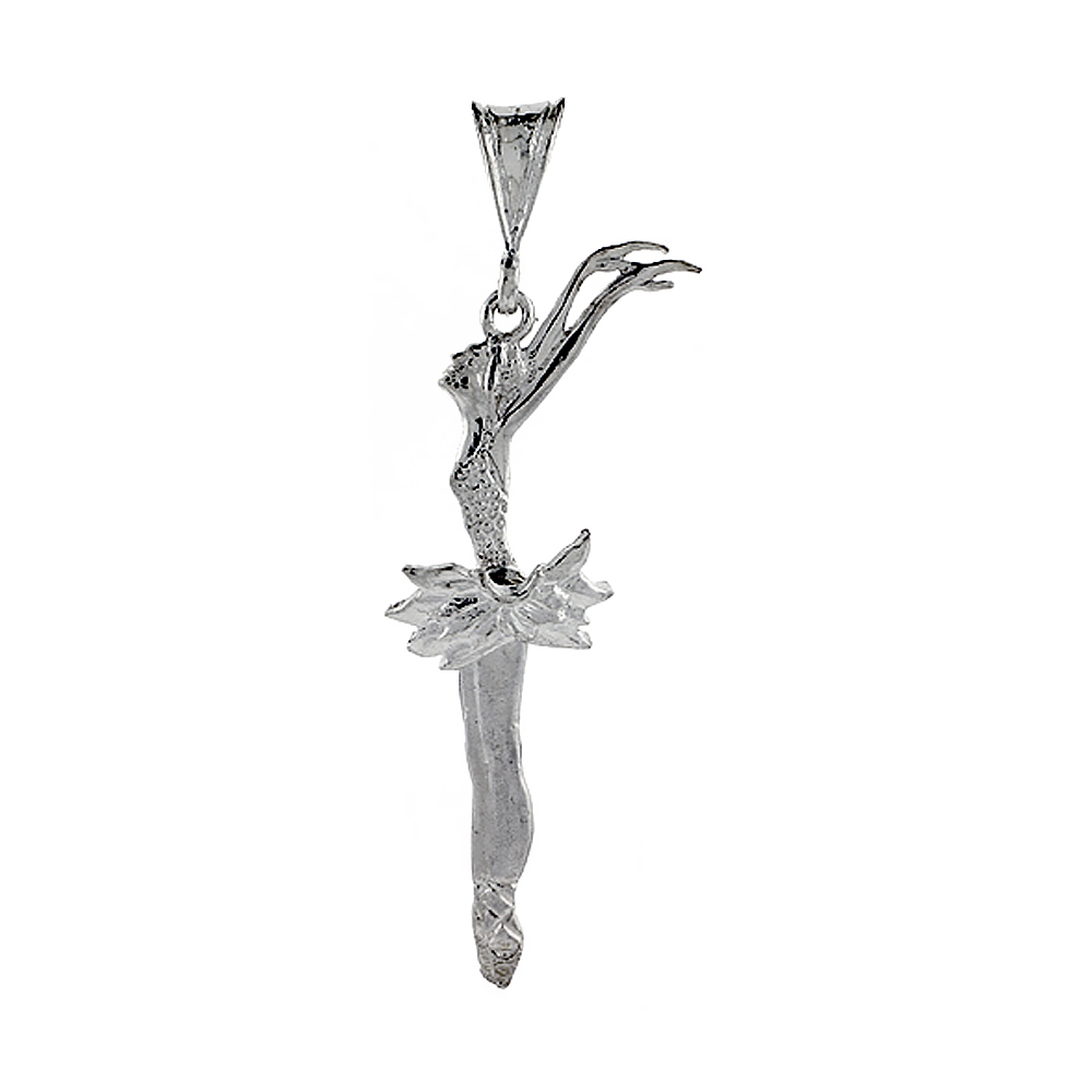 Sterling Silver Movable Ballet Dancer Pendant 1 7/8 inch long