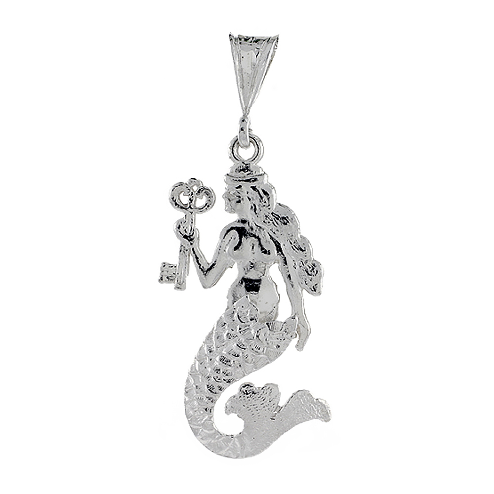 Sterling Silver Movable Mermaid Pendant 1 3/8 inch long